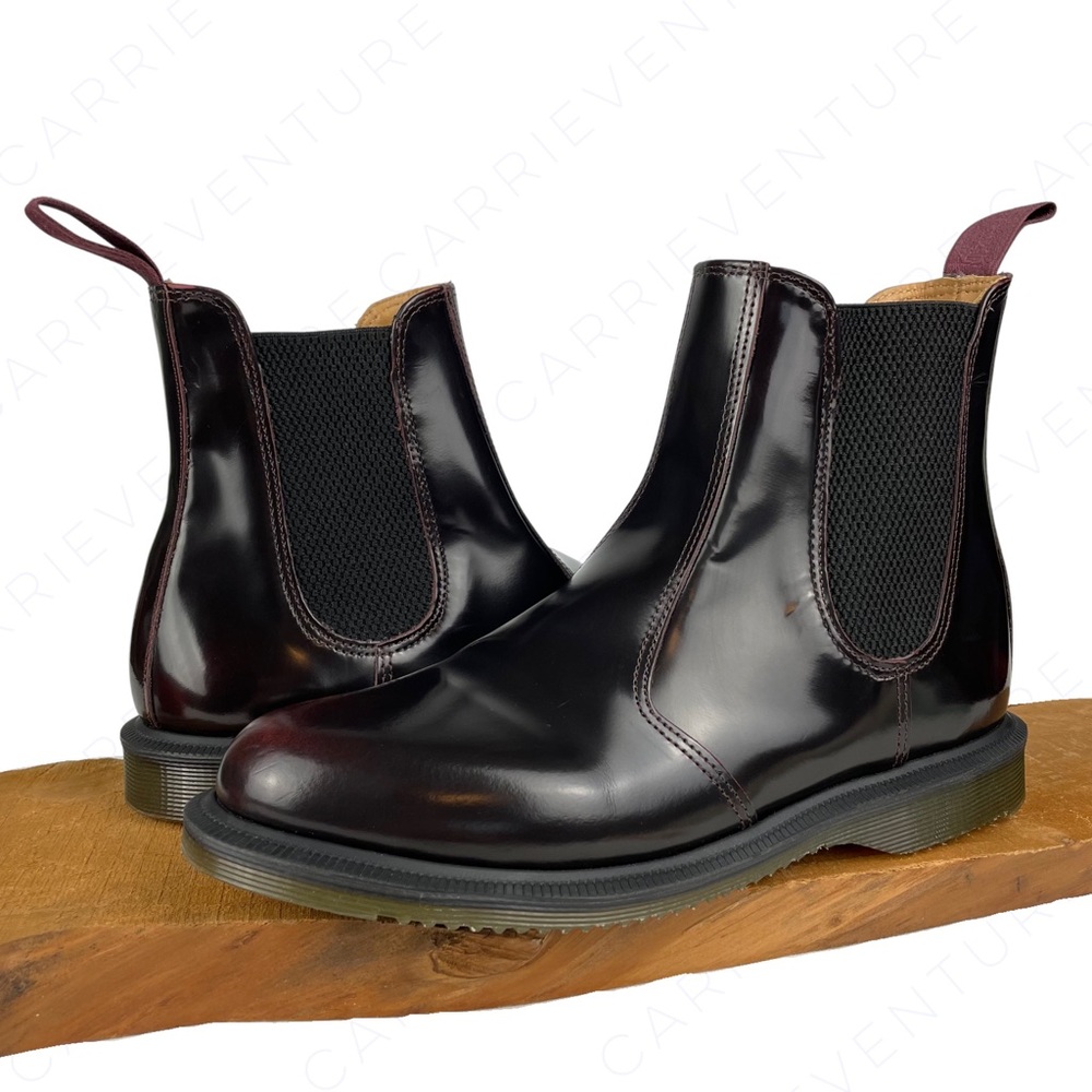 Dr. Martens Flora Cherry Red Arcadia Leather High Shine Classic Chelsea Boots